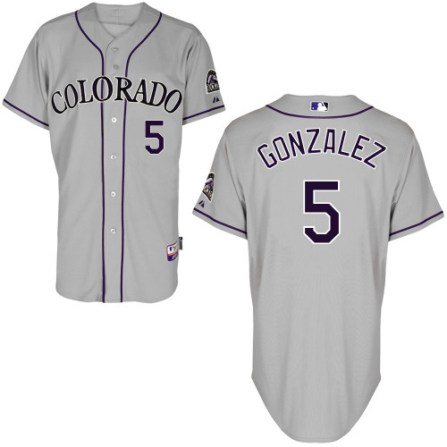 Carlos Gonzalez #5 MLB Jersey-Colorado Rockies Men's Authentic Road Gray Cool Base Baseball Jersey